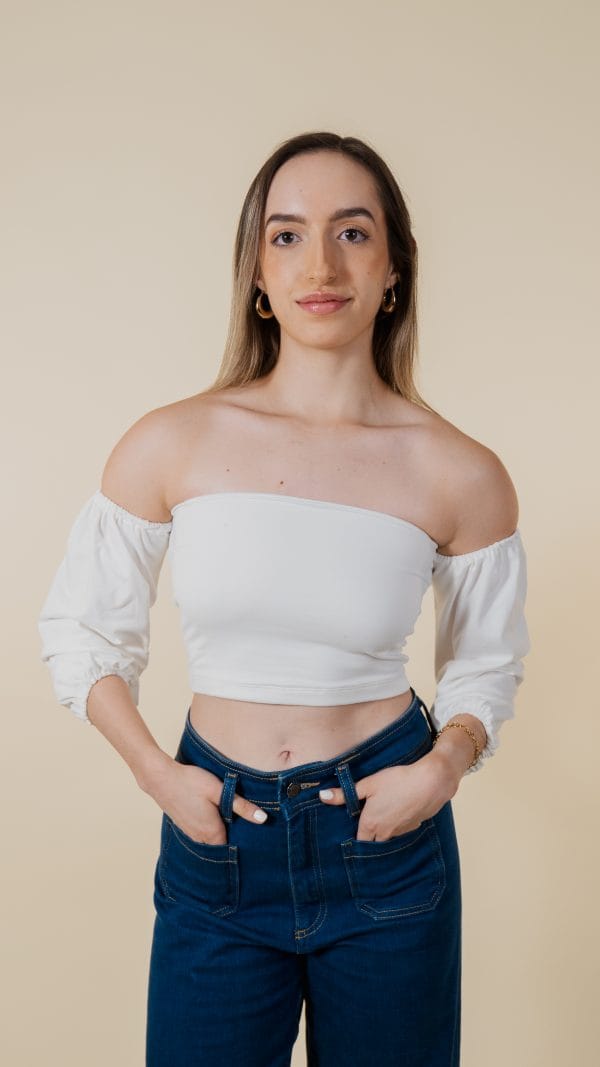 CROP TOP MANGA BOMBACHA