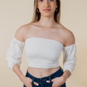 CROP TOP MANGA BOMBACHA - FUCSIA