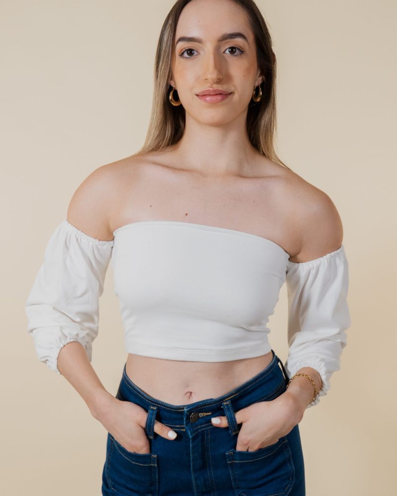 CROP TOP MANGA BOMBACHA - FUCSIA