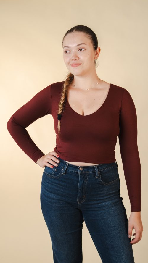CROP MANGA LARGA BACKLESS