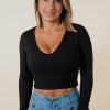 CROP TOP MANGA LARGA CUELLO V